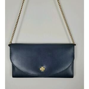 Vintage Navy Blue Purse Gold Chain Shamrock Irish BHS Shouler Bag Envelope